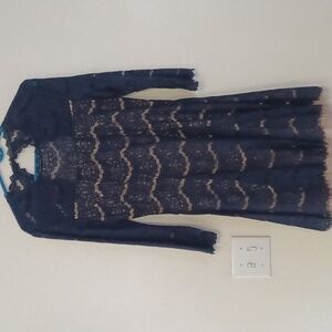 Trixxi navy blue long sleeve backless dress size Large